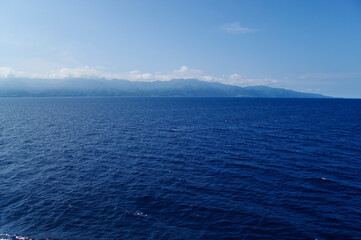 日本海の海上から見る佐渡島