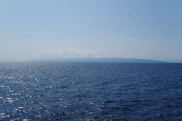 日本海の海上から見る佐渡島