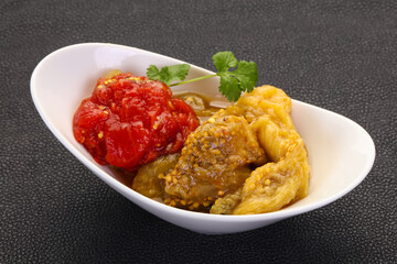 Caucasian cuisine - baked eggplant and tomato