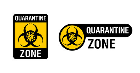 Quarantine zone prevention prohibit sign - biohazard symbol with virus emblem inside in yellow and black decoration