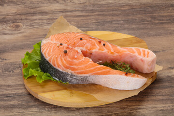 Raw salmon steak - ready for grill