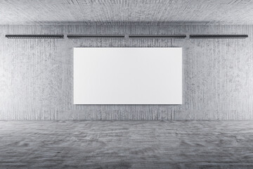 Luxury gallery interior with empty billboard