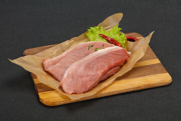 Juicy raw pork steak meat