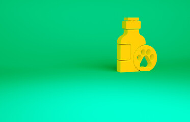 Orange Pet shampoo icon isolated on green background. Pets care sign. Dog cleaning symbol. Minimalism concept. 3d illustration 3D render.