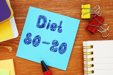 Weightloss concept meaning diet 80/20 with sign on the sheet.