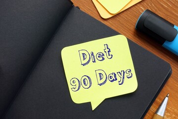 Weightloss concept about diet 90 days with inscription on the page.