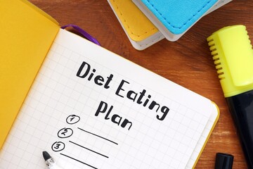 Healthy concept about diet eating plan with sign on the page.