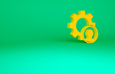 Orange Head hunting icon isolated on green background. Business target or Employment sign. Human resource and recruitment for business. Minimalism concept. 3d illustration 3D render.