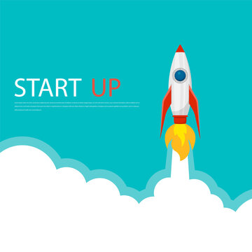 Start Up concept. Rocket ship. Startup business project. Vector illustration.