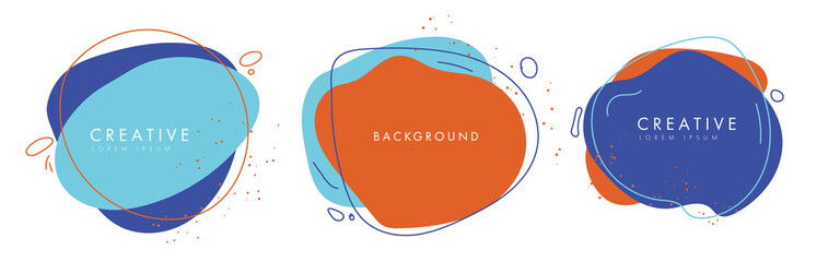 Trendy set of colorful dynamic geometric forms abstract banners badges collection modern graphic elements