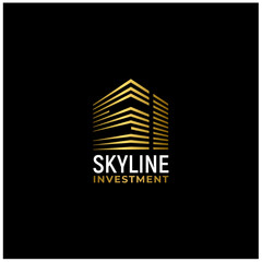 Gold City Building with Initial Letter S I, Golden Real Estate Apartment with SI Monogram luxury elegant logo design
