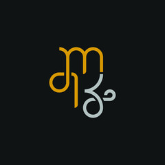 MK KM abstract vector logo monogram template, Letter M and K logo or MK initials two modern monogram symbol concept. Creative Line sign design. 