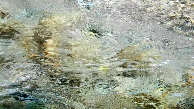 美しく透明な水の流れ、川の水の波紋