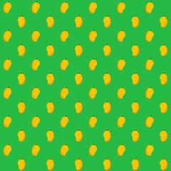 yellow mango with green background repeat pattern