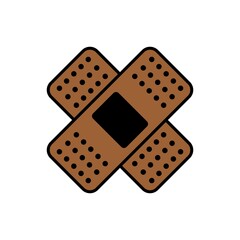 Brown Medical adhesive plaster, flat design