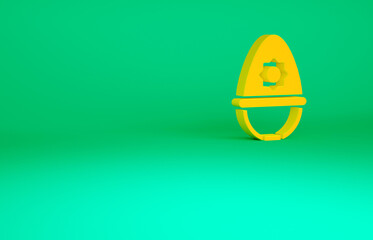 Orange British police helmet icon isolated on green background. Minimalism concept. 3d illustration 3D render.