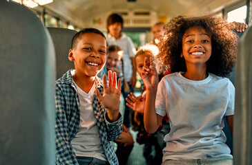 Children in school bus