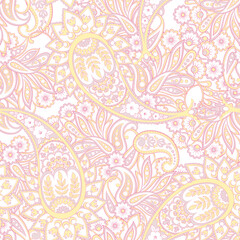 Fototapeta na wymiar Paisley style Floral seamless pattern. Ornamental Damask background