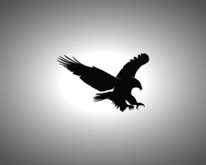 Fototapeta premium Eagle Silhouette on White Background. Isolated Vector Animal Template for Logo Company, Icon, Symbol etc