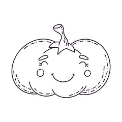 Hand-drawn cute pumpkin for Halloween with a smile.