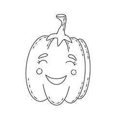 Hand-drawn cute pumpkin for Halloween with a smile.