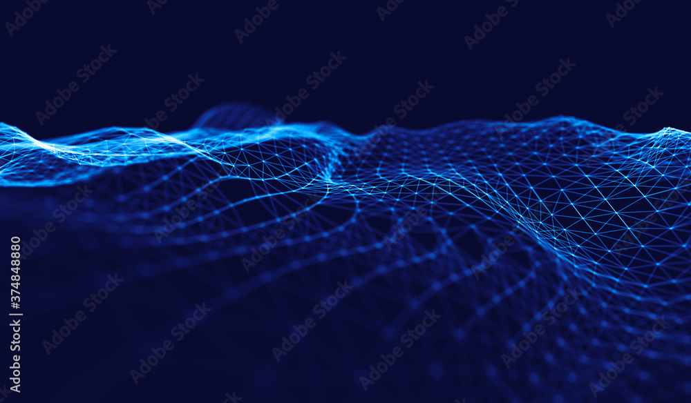 Poster abstract polygonal space low poly dark background with connecting dots and lines. connection structu