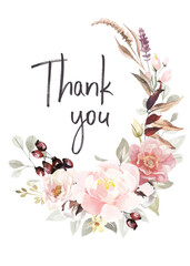 Watercolor hand painted green floral banner with green leaves, herbs, branches, wildflowers and berries.
Arrangements with watercolor flowers. Illustration isolated on white background. Perfect for we