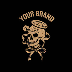 vintage sailor skull logo editable template