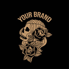 vintage sailor skull logo editable template