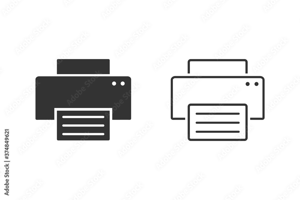 Poster print line icon set on the white background. vector