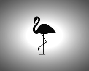 Flamingo Silhouette on White Background. Isolated Vector Animal Template for Logo Company, Icon, Symbol etc