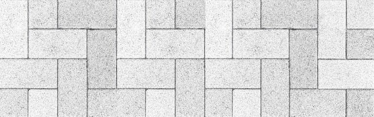 Panorama of Vintage white cobblestone pavement pattern and background