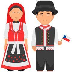 
Czech republic couple wearing traditional dress 
