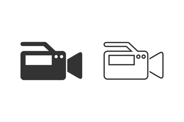 Video Camera Recorder Line Icon Set Vector Illustration