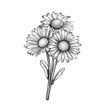 beautiful monochrome, black and white daisy bouquet flowers isolated. for greeting cards and invitations of the wedding, birthday, Valentine's Day, mother's day and other seasonal holiday