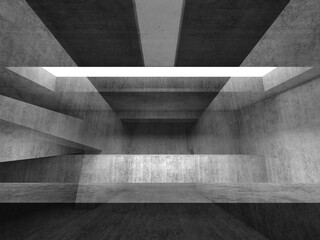 Abstract dark room background, concrete structure 3d