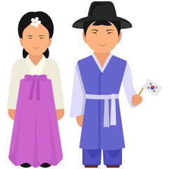 
Korean dress in flat vector, editable design
