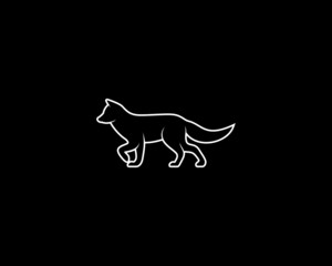 Fox Silhouette on Black Background. Isolated Vector Animal Template for Logo Company, Icon, Symbol etc