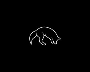 Fox Silhouette on Black Background. Isolated Vector Animal Template for Logo Company, Icon, Symbol etc