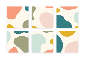 Abstract background set. Modern contemporary graphic design with minimalistic doodle shapes, vector social media post covers