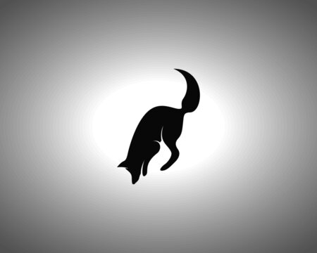 Fox Silhouette on White Background. Isolated Vector Animal Template for Logo Company, Icon, Symbol etc