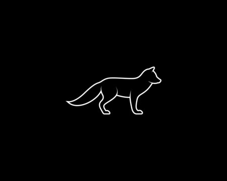 Fox Silhouette on Black Background. Isolated Vector Animal Template for Logo Company, Icon, Symbol etc