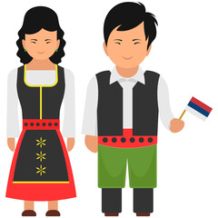 
Serbian dress in a perfect flat vector with editable style 
