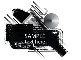 poster Template with Place for Text and Dry Black Paint Brush Stroke . Title box . Grunge Banner . Vector Design .