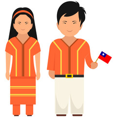 
This flat vector is clear depiction of taiwan culture, attires of its cultural dress
