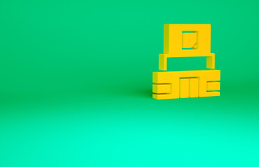 Orange Mausoleum of Lenin icon isolated on green background. Russia architecture landmarks, sightseeing places. Royal Citadel at Red Square, Moscow. Minimalism concept. 3d illustration 3D render.