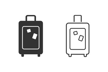 Traveling bag vector line icon set- flat 