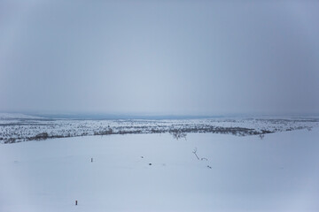 Winter landscape in Nuorgam, Lapland, Finland