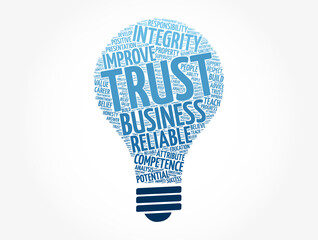 Fototapeta premium TRUST light bulb word cloud collage, business concept background