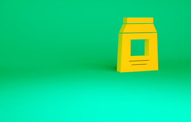 Orange Sports nutrition bodybuilding proteine power drink and food icon isolated on green background. Minimalism concept. 3d illustration 3D render.